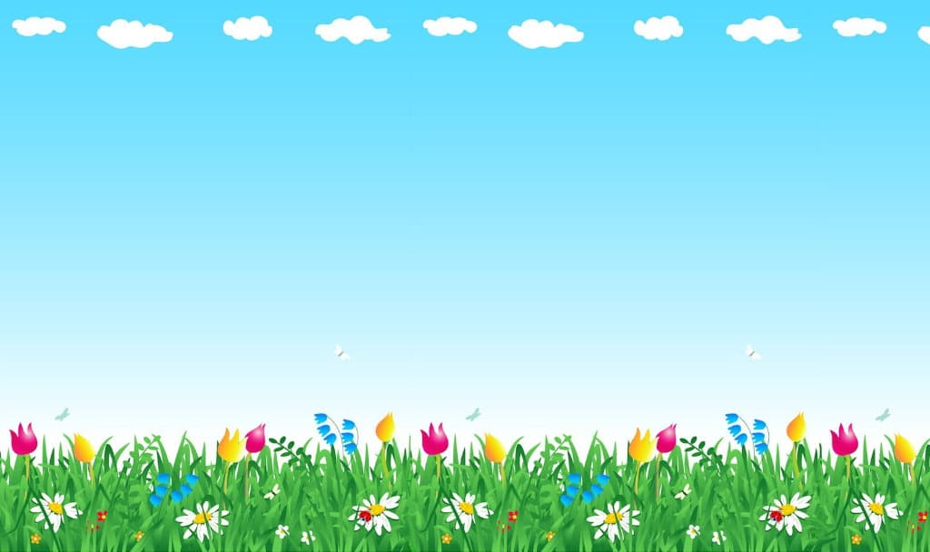 Детский фон для презентаций небо и цветы